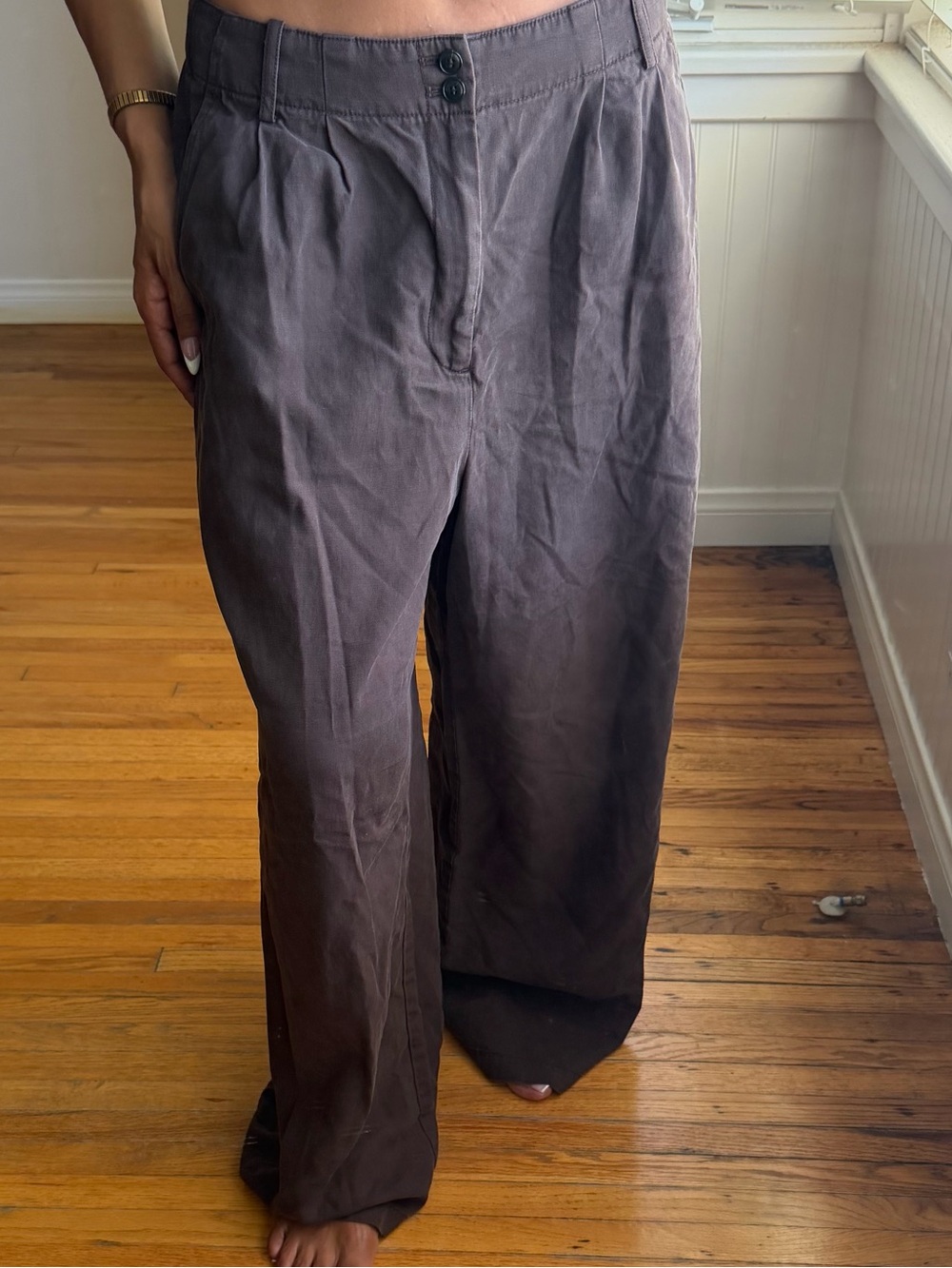 Madewell women’s Wide-Leg trousers in Dark Brown